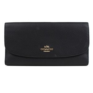 COACH NWT Pebbled Leather Checkbook  Large Wallet